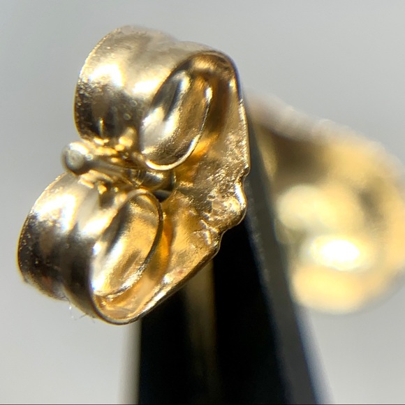 14K Yellow Gold Small Puffed Heart Earrings ❤️ - Picture 6 of 7